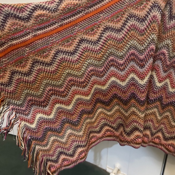 Missoni Multicolor Stripe Fringe Poncho One Size - Picture 7 of 7